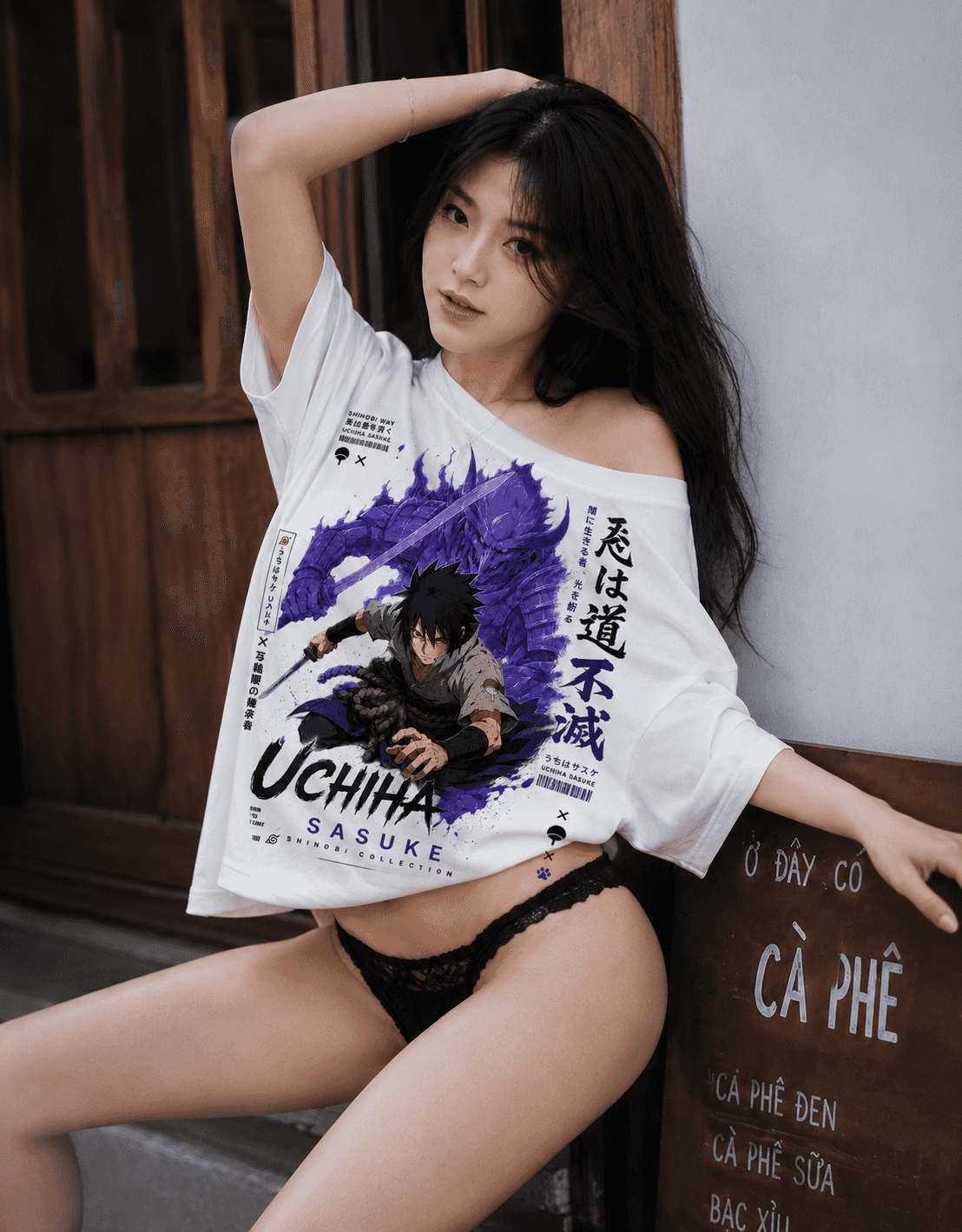 Áo Thun Anime Sasuke Uchiha Naruto Form Rộng Oversize Unisex Cotton Streetwear - ảnh sản phẩm